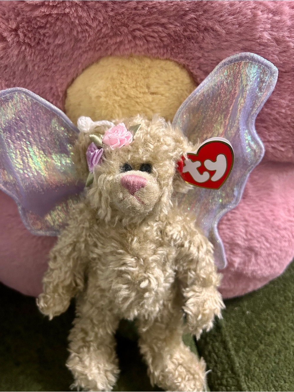 TY Attic Treasures Rafaella 1993 Beige Fairy Bear with Iridescent Wings